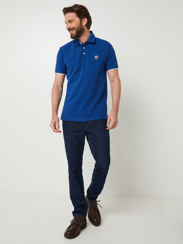 CAMBRIDGE LEGEND Polo En Piqu De Coton Uni  Boutons Contrasts, Logo Brod Bleu Photo principale