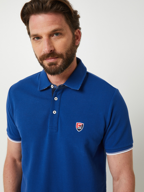 CAMBRIDGE LEGEND Polo En Piqu De Coton Uni  Boutons Contrasts, Logo Brod Bleu Photo principale