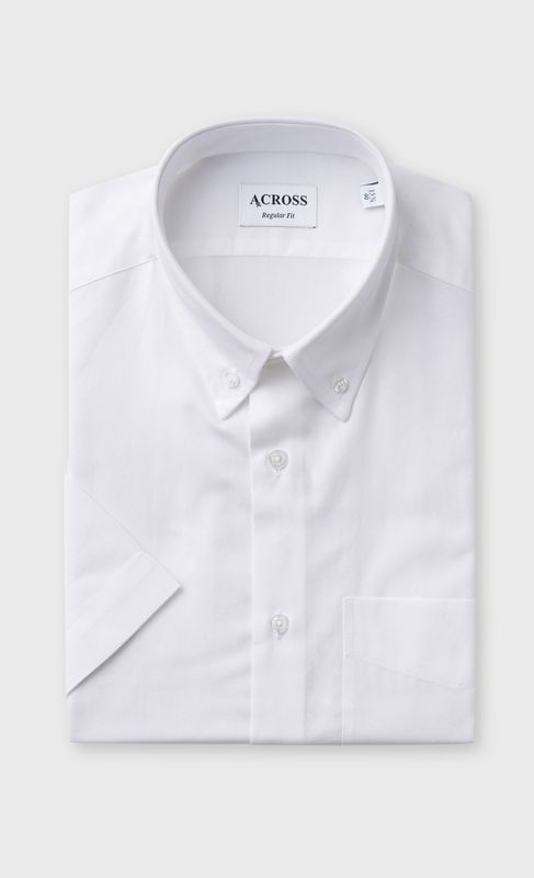 ACROSS Chemise Regular Fit Manches Courtes Oxford De Coton Blanc Blanc 1054510
