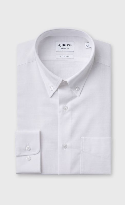 ACROSS Chemise Regular Fit Easy Care En Coton Aspect Lin Blanc Blanc Photo principale