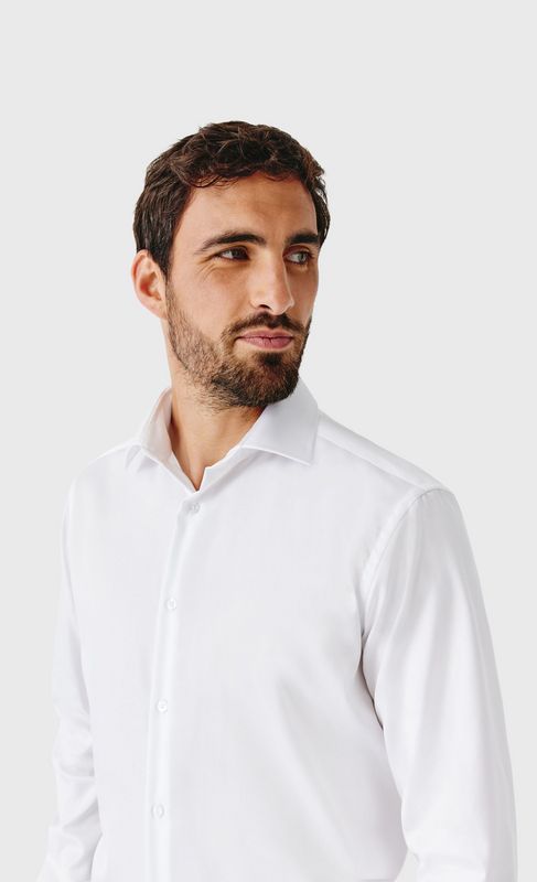 ACROSS Chemise Regular Fit Sans Repassage En Twill De Coton Blanc Blanc Photo principale