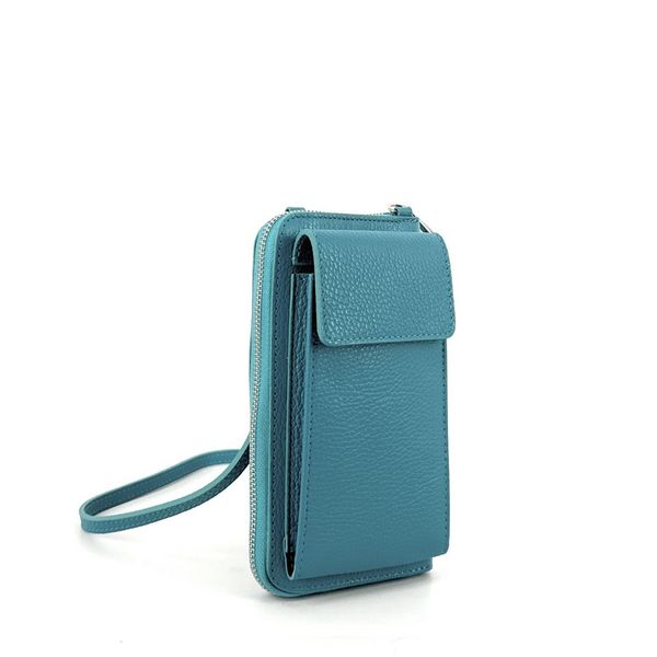 OH MY BAG Mini-sac Pochette En Cuir Grain Italien Street Bleu turquoise Photo principale