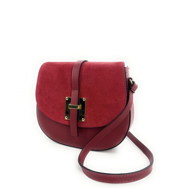 OH MY BAG Mini-sac Besace En Cuir Lisse Et Nubuck Modele H Rouge fonc Photo principale