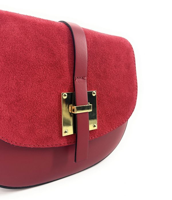OH MY BAG Mini-sac Besace En Cuir Lisse Et Nubuck Modele H Rouge fonc Photo principale