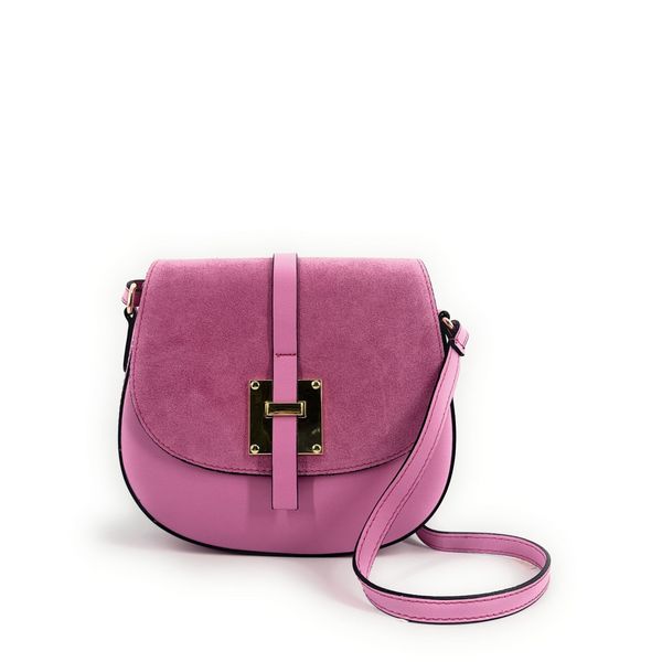 OH MY BAG Mini-sac Besace En Cuir Lisse Et Nubuck Modele H Rose 1054745