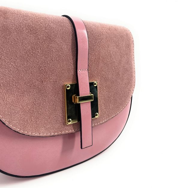OH MY BAG Mini-sac Besace En Cuir Lisse Et Nubuck Modele H Rose bonbon Photo principale