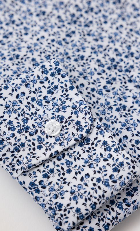 ACROSS Chemise Slim Fit Coton Floral Bleu Marine Bleu Marine Photo principale