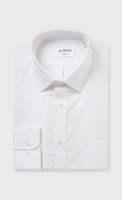 ACROSS Chemise Confort Fit En Coton Stretch Blanc Blanc Photo principale