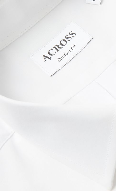 ACROSS Chemise Confort Fit Manches Courtes Popeline De Coton Blanc Blanc Photo principale