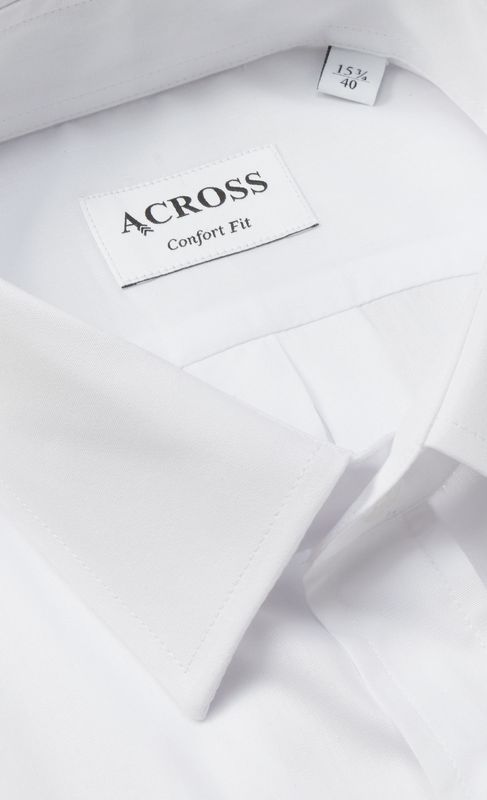 ACROSS Chemise Confort Fit Manches Courtes En Fil  Fil Blanc Blanc Photo principale