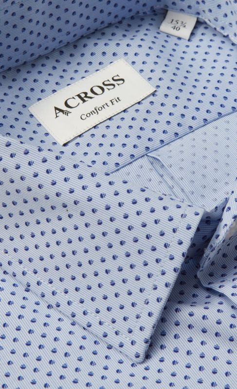 ACROSS Chemise Confort Fit Manches Courtes Micro Motif Pois Bleu Ciel Bleu Ciel Photo principale