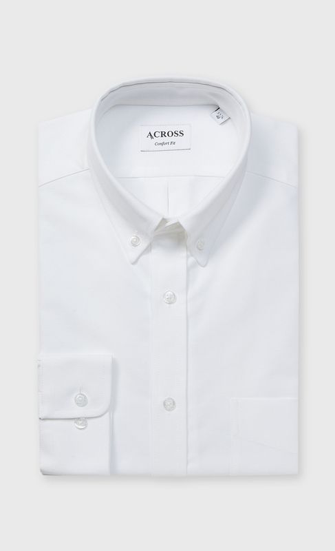 ACROSS Chemise Confort Fit Coton Oxford Authentic Blanc Blanc Photo principale