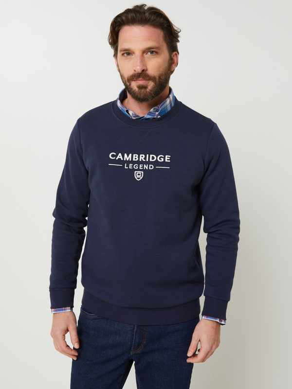 CAMBRIDGE LEGEND Sweat-shirt Col Rond  Signature Brode Contraste Bleu marine Photo principale