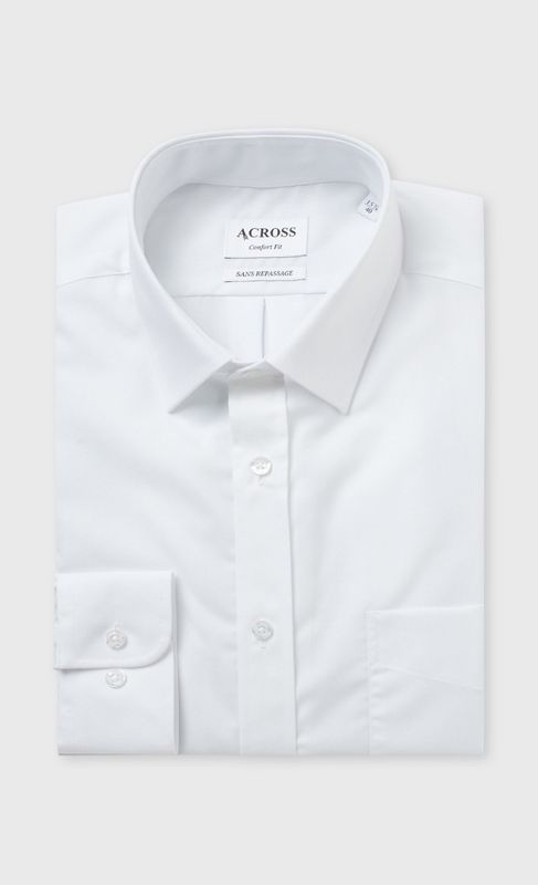 ACROSS Chemise Confort Fit Sans Repassage Blanc Blanc Photo principale