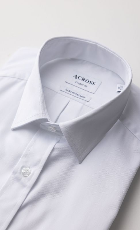 ACROSS Chemise Confort Fit Sans Repassage En Twill De Coton Blanc Blanc Photo principale