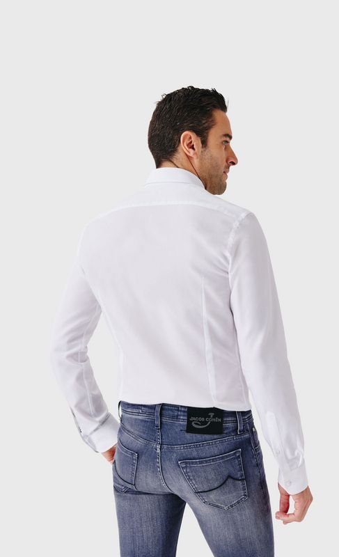 ACROSS Chemise Slim Fit En Oxford De Coton Blanc Blanc Photo principale