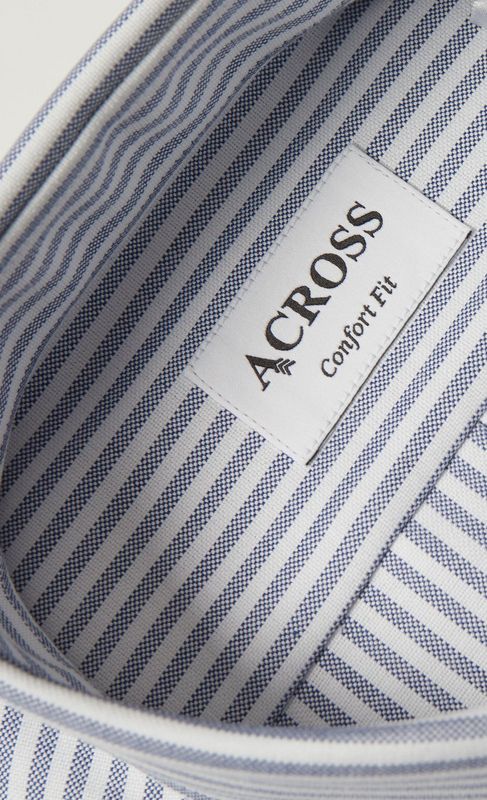 ACROSS Chemise Confort Fit Coton Oxford Authentic  Rayures Bleu Marine Bleu Marine Photo principale