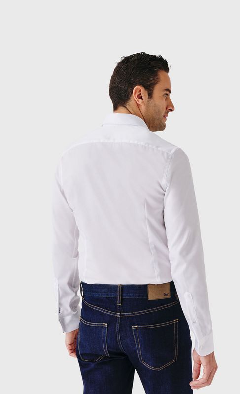 ACROSS Chemise Slim Fit Sans Repassage En Twill De Coton Blanc Blanc Photo principale