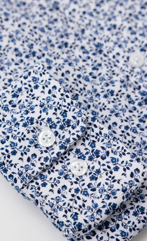 ACROSS Chemise Confort Fit Coton Floral Bleu Marine Bleu Marine Photo principale