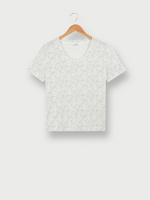 ESPRIT Tee-shirt Manches Courtes En 100% Coton Motif Fleurs Blanc cass
