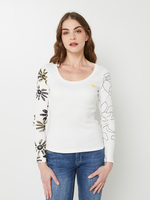 DESIGUAL Tee-shirt Manches Longues Imprim Fleurs Blanc