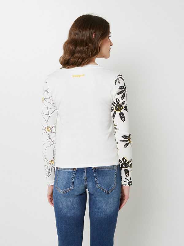 DESIGUAL Tee-shirt Manches Longues Imprim Fleurs Blanc Photo principale
