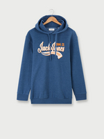 JACK AND JONES Sweat-shirt  Capuche En Molleton Uni Avec Grand Logo Signature +fit Bleu Encre