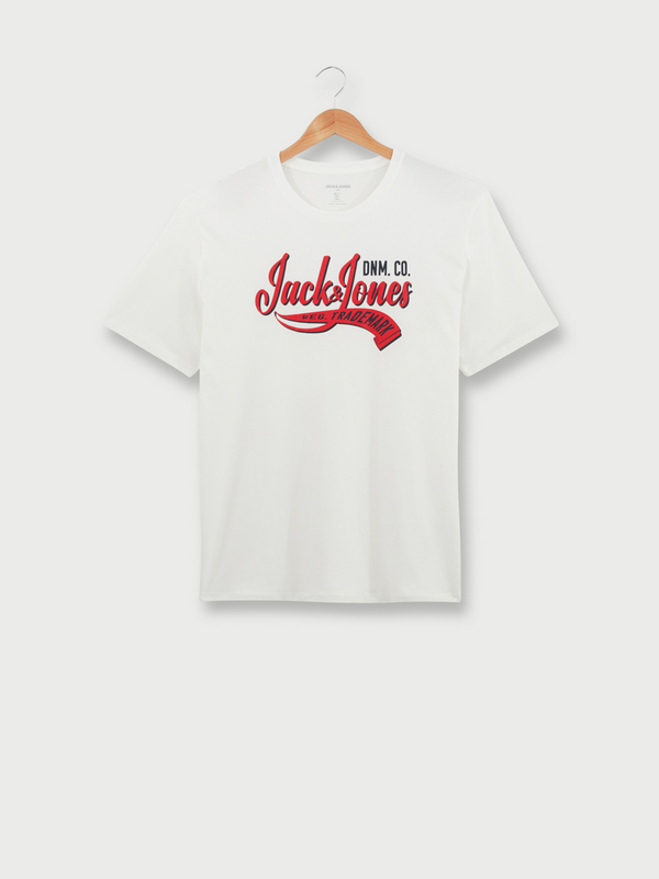 JACK AND JONES Tee-shirt Manches Courtes Logo Signature +fit En Coton Bio Blanc 1056829