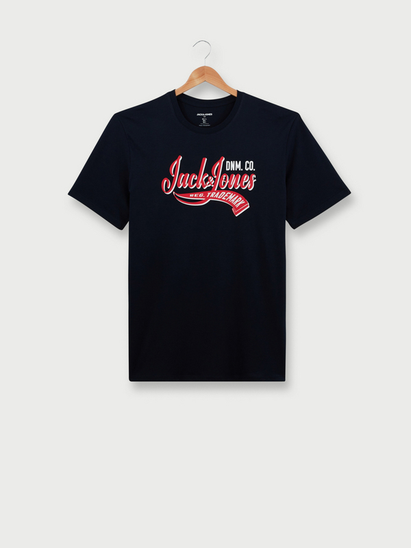 JACK AND JONES Tee-shirt Manches Courtes Logo Signature +fit En Coton Bio Bleu marine 1056829