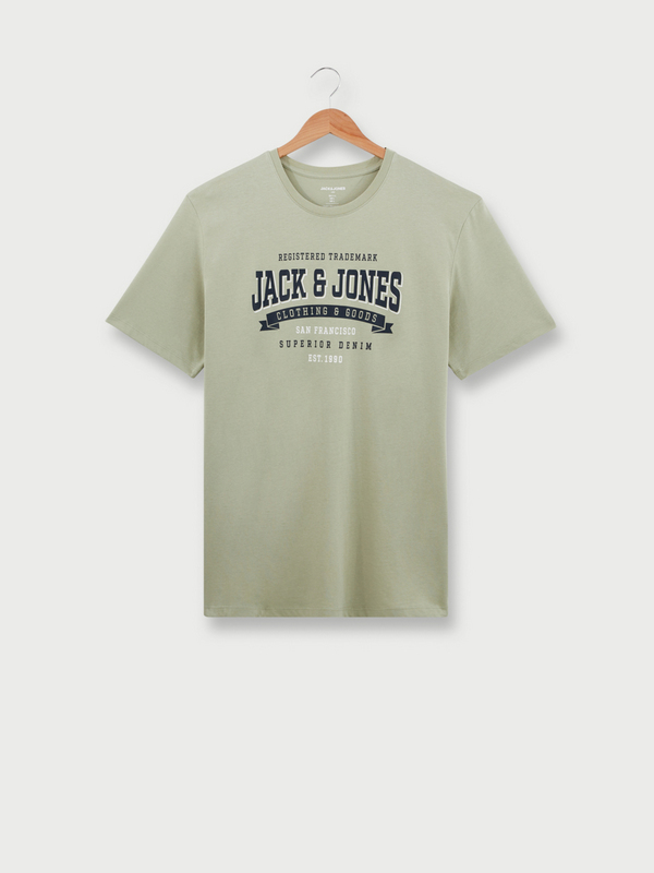 JACK AND JONES Tee-shirt Manches Courtes Logo Signature +fit En Coton Bio Vert kaki 1056829