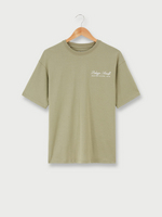 SELECTED Tee-shirt Col Rond, Print Plac Au Dos En Coton Biologique Vert kaki