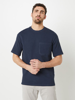 SELECTED Tee-shirt Col Rond Uni Esprit Sweat En Maille Texture De Coton Bio Bleu marine