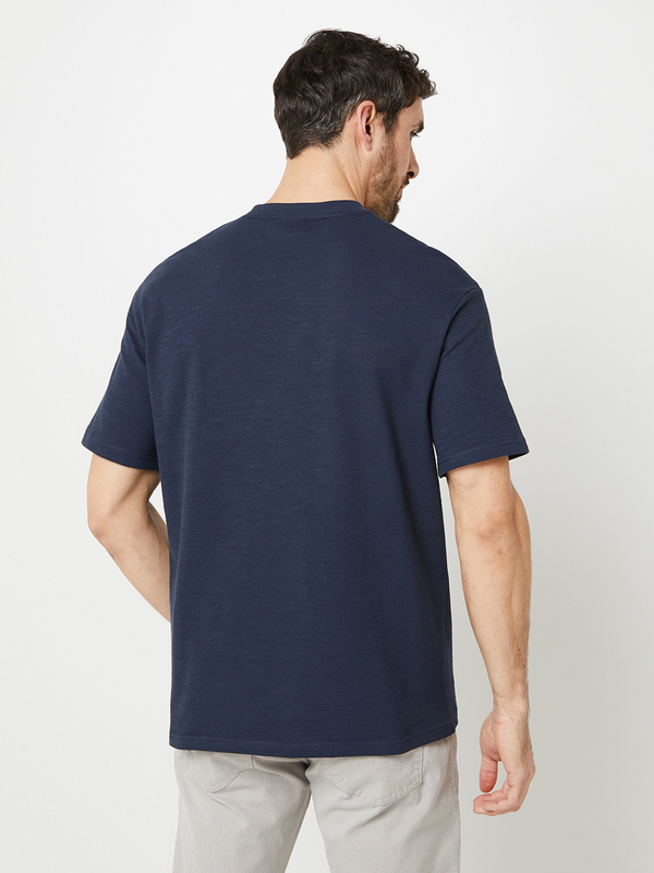 SELECTED Tee-shirt Col Rond Uni Esprit Sweat En Maille Texture De Coton Bio Bleu marine Photo principale