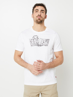 LEVI'S Tee-shirt Col Rond Au Logo Batwing  Motif Palmiers Blanc