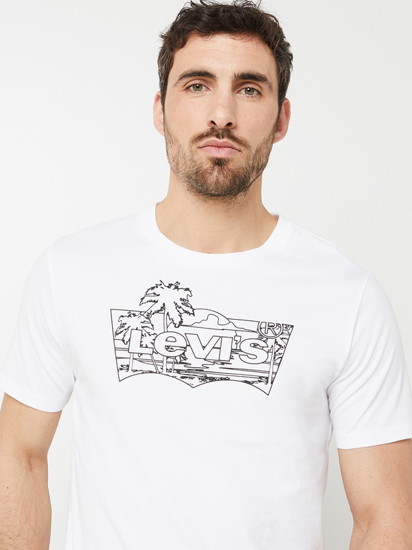 LEVI'S Tee-shirt Col Rond Au Logo Batwing  Motif Palmiers Blanc Photo principale