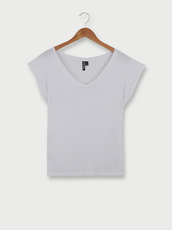 PIECES Tee-shirt Sans Manches En Jersey Fluide Uni Blanc Photo principale