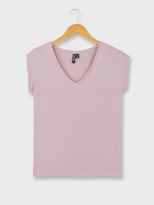 PIECES Tee-shirt Sans Manches En Jersey Fluide Uni Rose