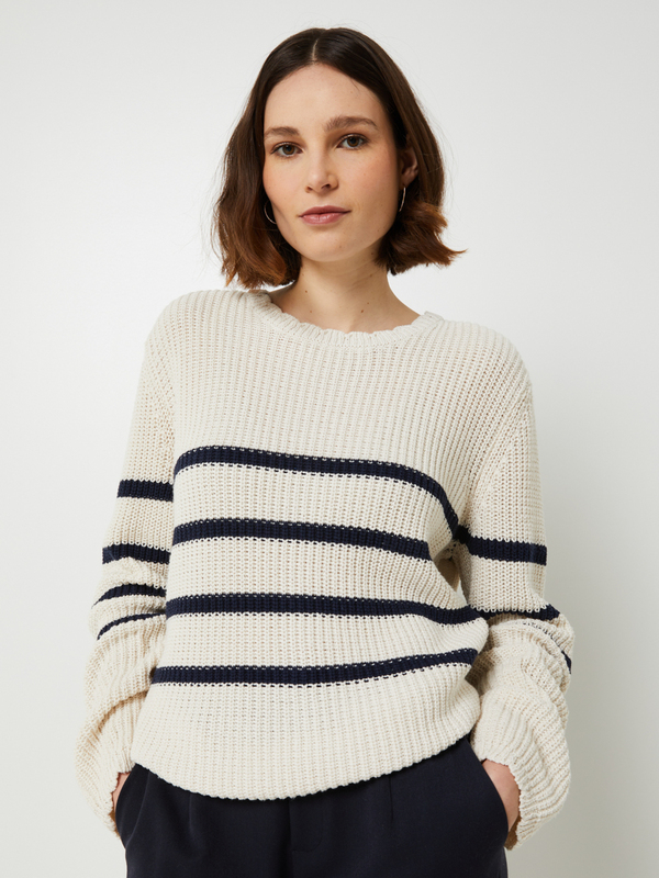 ONLY Pull Marinire Loose Maille Perle Grosse Jauge Ecru 1057342