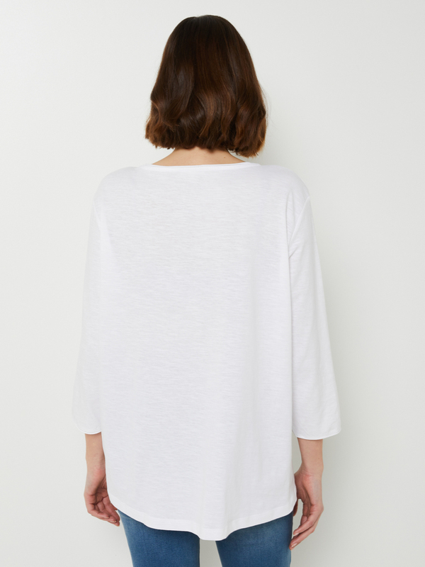 S OLIVER Tee-shirt Manches Longues Jersey Fluide Uni Blanc Photo principale