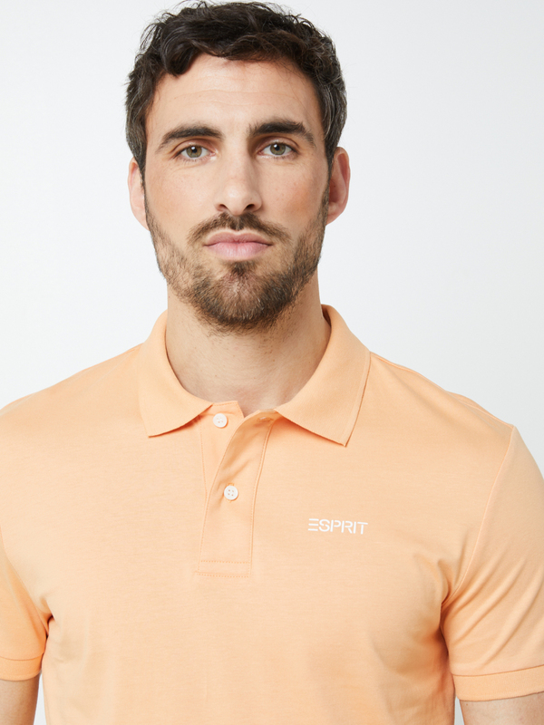 ESPRIT Polo En Jersey Uni De Coton Bio Avec Signature Flocke, Coupe Droite Orange Photo principale