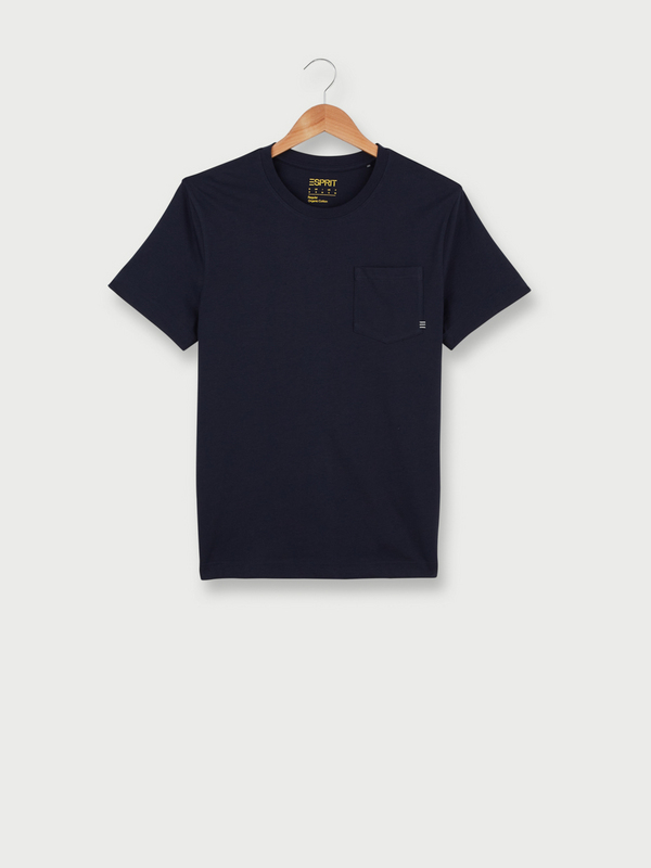 ESPRIT Tee-shirt Uni En Coton Bio, Poche Poitrine Bleu marine 1058442