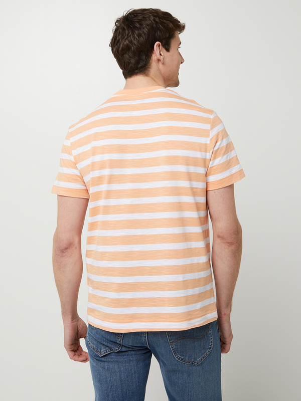 ESPRIT Tee-shirt Jersey 100% Coton Larges Rayures Orange Photo principale