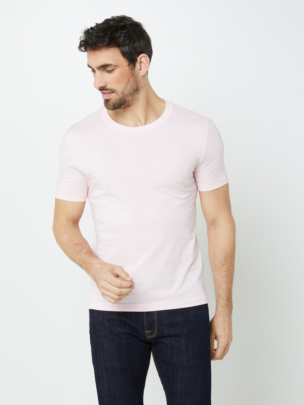 ESPRIT Tee-shirt Manches Courtes Coupe Slim Uni 100% Coton Bio Rose 1058445
