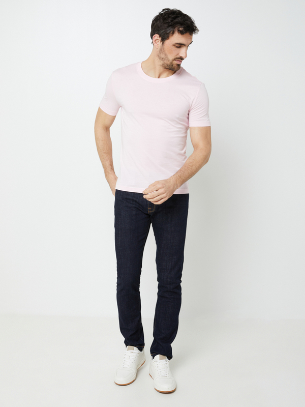 ESPRIT Tee-shirt Manches Courtes Coupe Slim Uni 100% Coton Bio Rose Photo principale