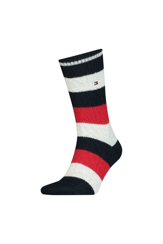 TOMMY HILFIGER Paire De Chaussettes  -  Tommy Hilfiger  -  Cable Rugby  -  Navy / Red  -  Tommy Hilfiger - Homme 001 Navy / Red Photo principale