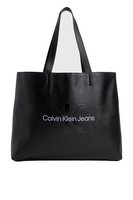 CALVIN KLEIN Cabas Cuir Pu Logo Print  -  Calvin Klein - Femme 0GL Black/Metallic Logo