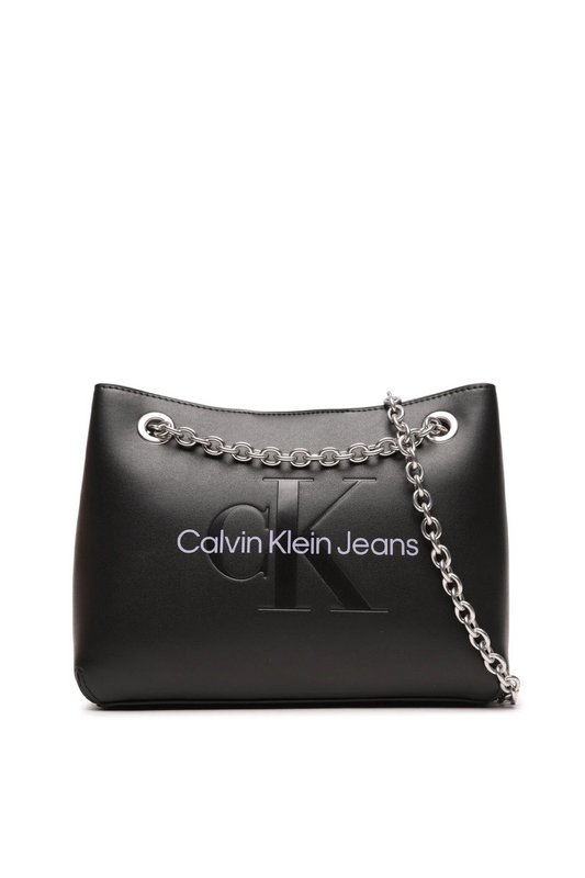 CALVIN KLEIN Sac Bandoulire Cuir Pu Logo Emboss  -  Calvin Klein - Femme 0GL Black/Metallic Logo Photo principale