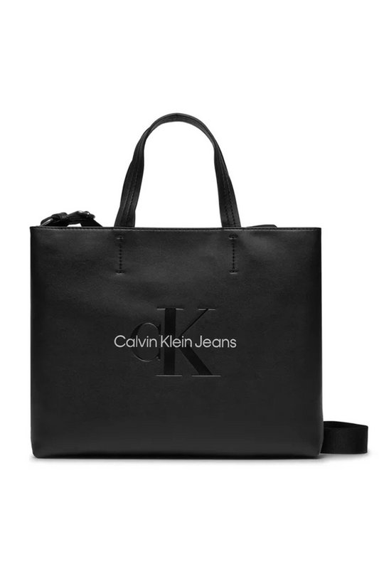 CALVIN KLEIN Mini Cabas Logo Print Mtalis  -  Calvin Klein - Femme 0GL Black/Metallic Logo Photo principale