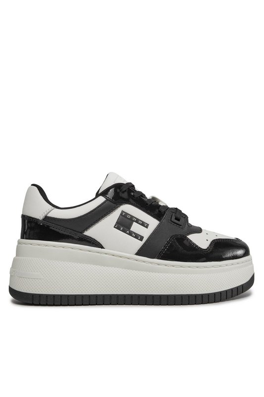 TOMMY JEANS Sneakers Cuir Plateforme  -  Tommy Jeans - Femme YBI Ivory / Black 1059868