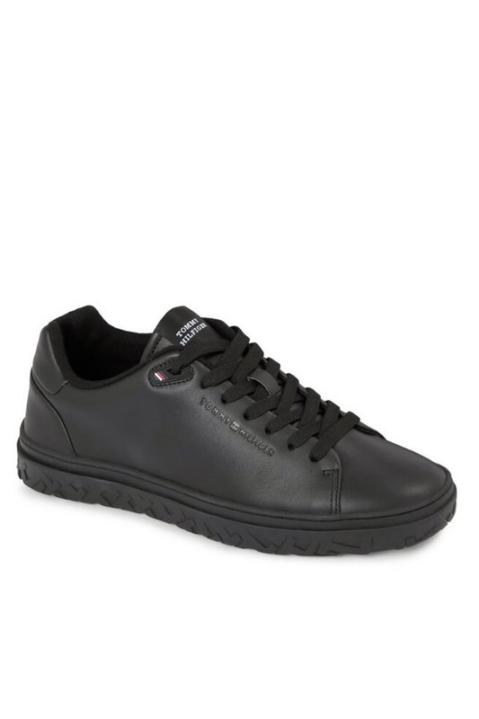 TOMMY HILFIGER Sneakers Basses Dessus Cuir  -  Tommy Hilfiger - Homme 0GQ Triple Black Photo principale